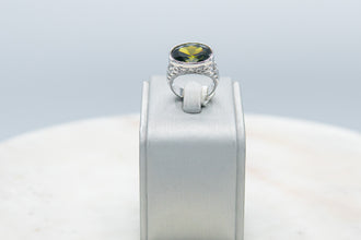 Anillo Verde Plateado