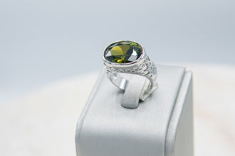 Anillo Verde Plateado