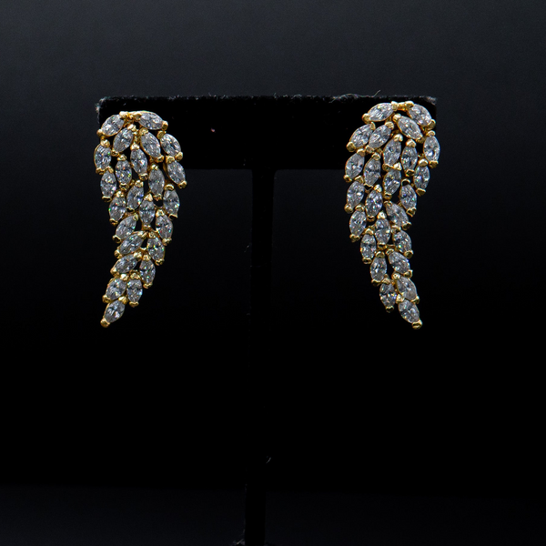 Set de pulsera y aretes cristales plateados estilo hojas