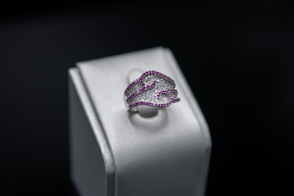 Anillo Plateado con Morado
