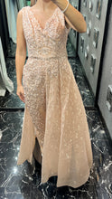 Blushing Brilliance: Beige-Pink Dress with Stunning Silver Embellishments