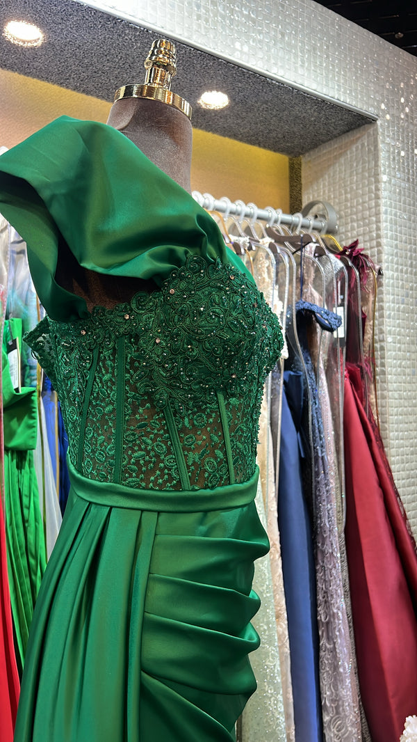 Emerald green corset laced dress