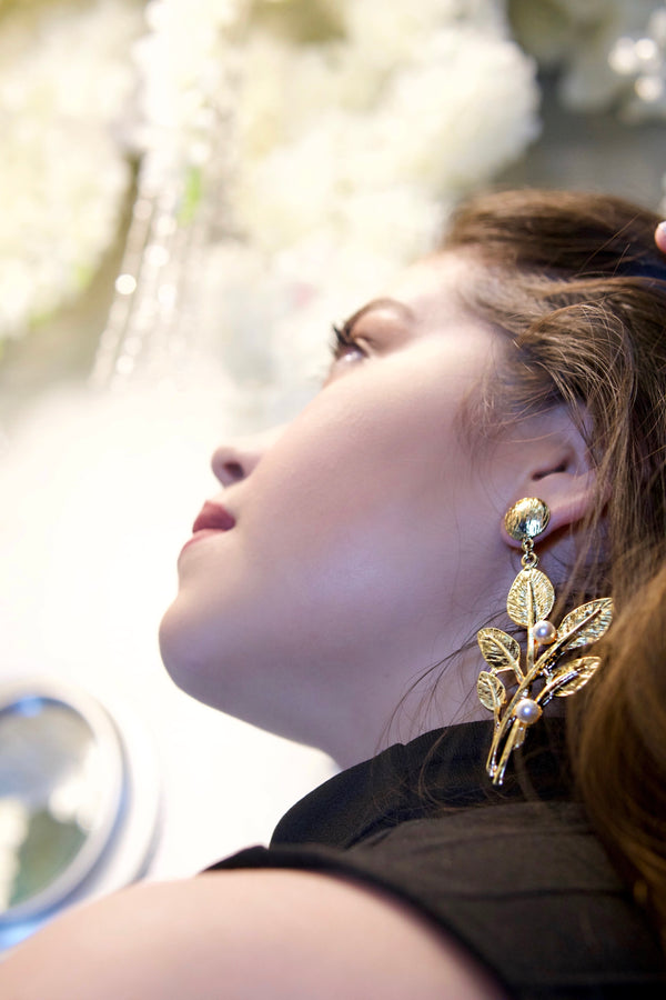 Aretes Hojas de Oro