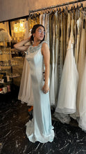 Sky Blue Blossom: 3D Floral Mermaid Dress with V-Back Detail