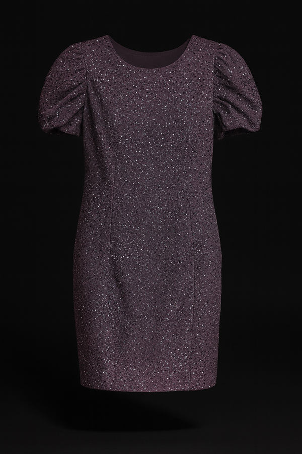 Sparkling Sensation: Short Glitter Dress with Puffed Sleeves