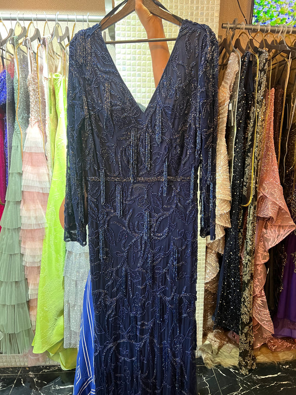 Wavy ocean blue party dress