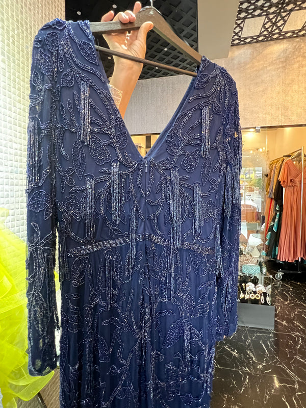 Wavy ocean blue party dress