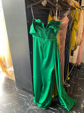 Emerald green corset laced dress