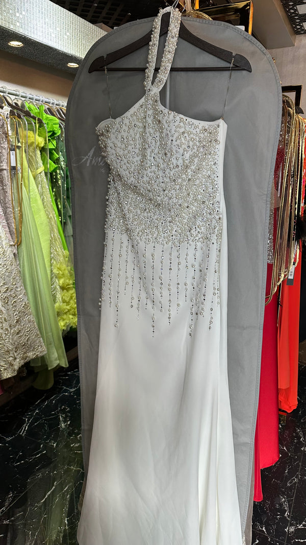 Halter Pearl White Dress
