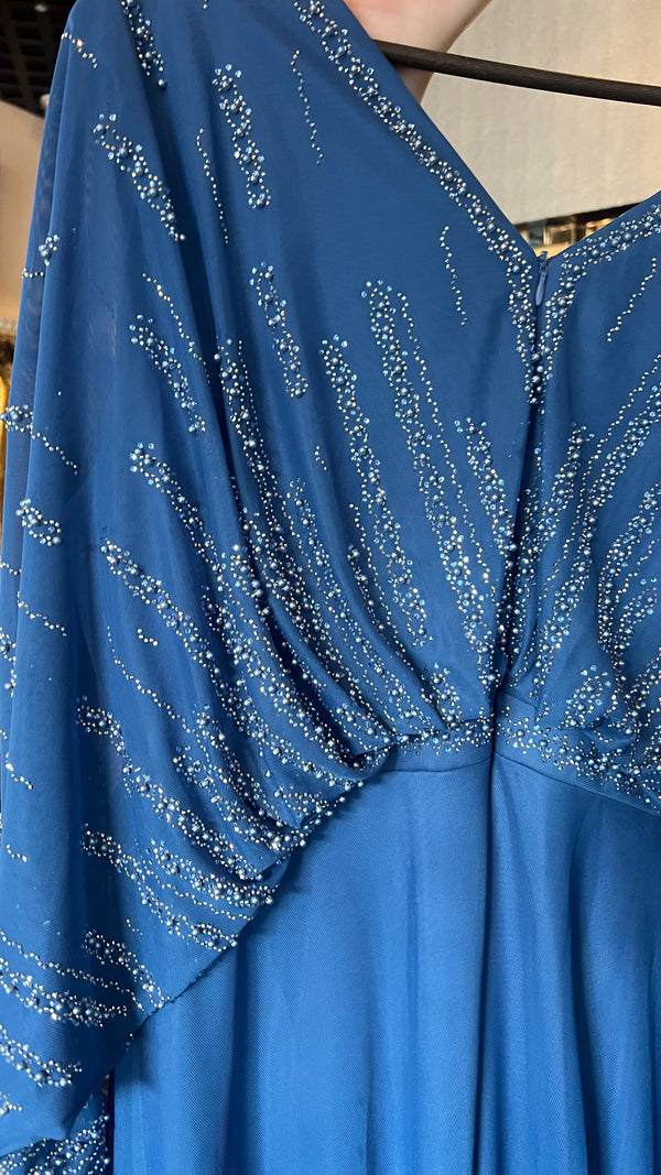 Indigo dreamy cape dress