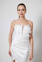 Ashley strapless feathered dress