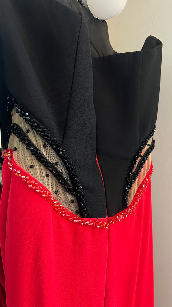 Crimson Majesty strapless dress