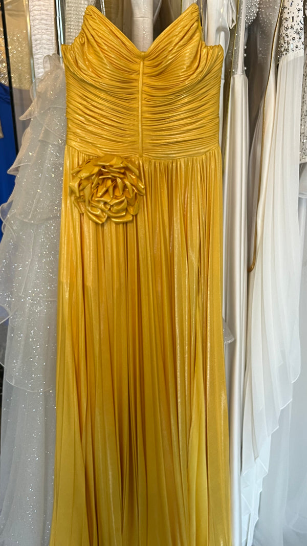 Golden Yellow Bloom strapless dress