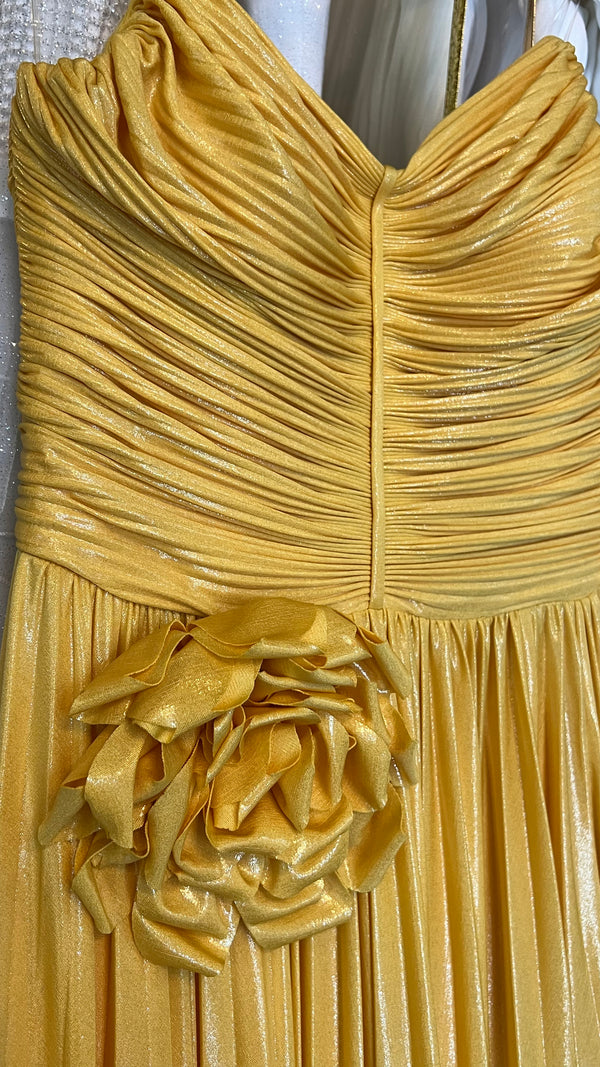 Golden Yellow Bloom strapless dress