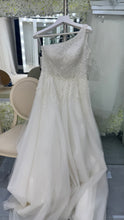 Vestido de novia V, one-shoulder con pedreria de cristales