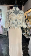 Creamy Elegance: Lace Set (Top and Skirt) with Appliques & Turtle Neck