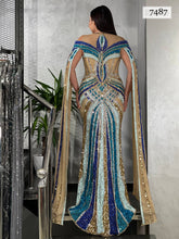 Salama Blue tones long sleeve dress