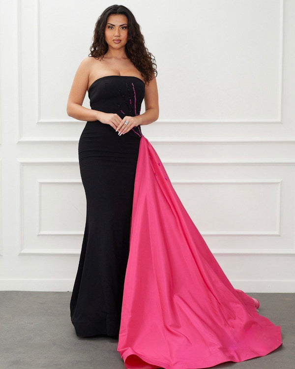 Showstopping Fuscia on Black dress