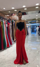 Crimson Majesty strapless dress