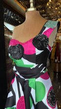 Tricolor polka dot A-line dress