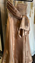 Camel brown strapless dress