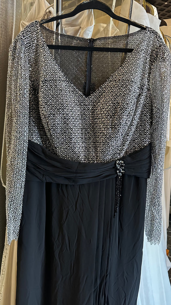 Woman in Black Silver dress