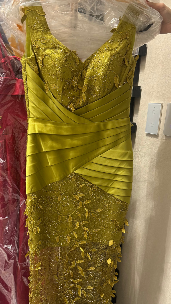 Mostaza flower draped dress