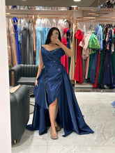 Deep blue strapless dress
