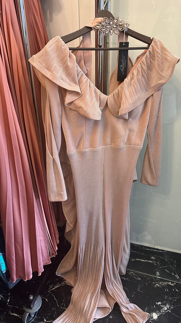 Pink Velvet Dream Jumpsuit with Detachable Ruffled Skirt