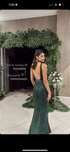Emerald Elegance: Dark Green Long Dress with Green Bead Floral Designs