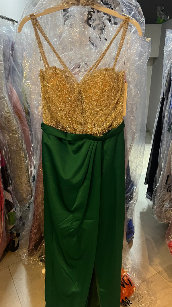Emerald Radiance gold dress