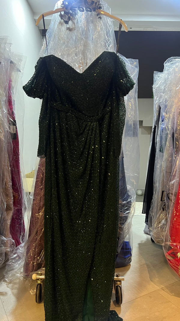 Crystals in Emerald longsleeve dress