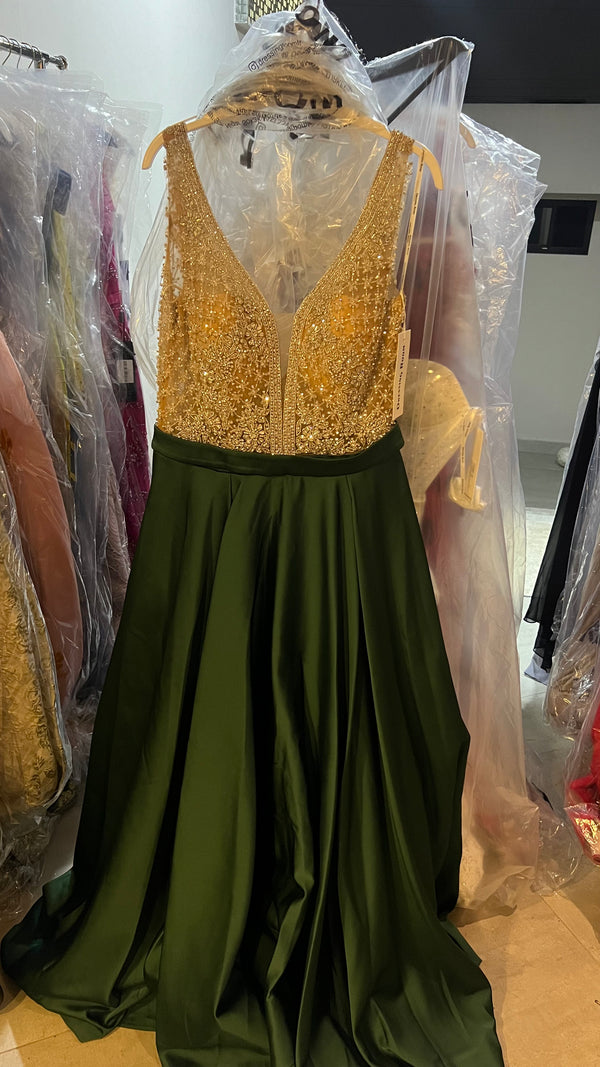 Royalty emerald A line dress