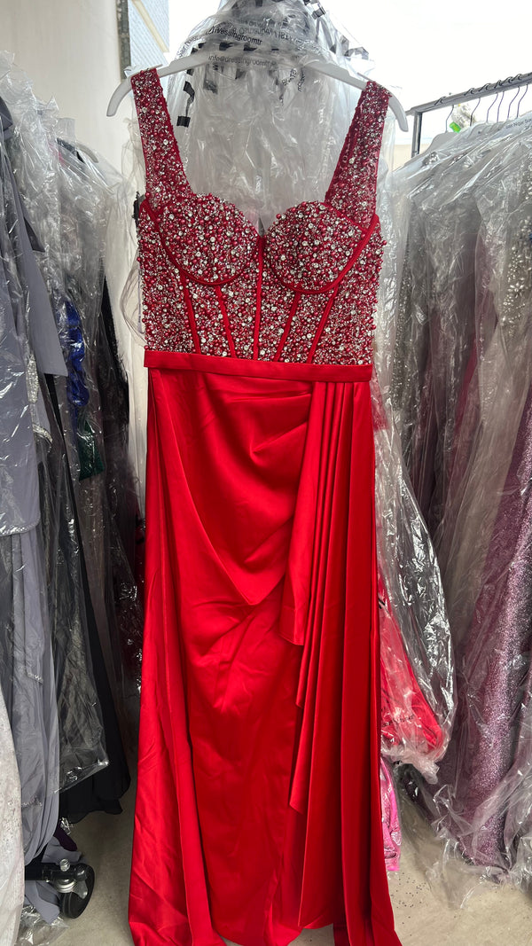 Pearls and sparkles corse red dress