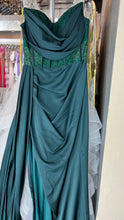 Emerald Enigma: Strapless Draped Corset Gown