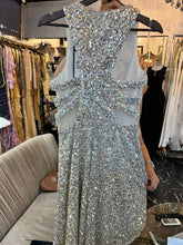 Flowy White: Dress with Golden Sequins and Backline Detail