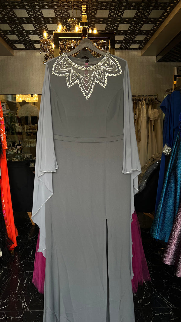 Grey caped dreamy dress