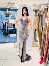 Black, pink neon, multicolor in beads dress