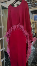 Sophistication feathered dress with cape