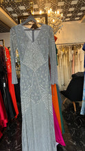 Abstract Grey V-neck Long Sleeve Dress