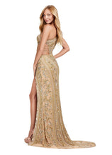 Golden hour dress with side cleavage