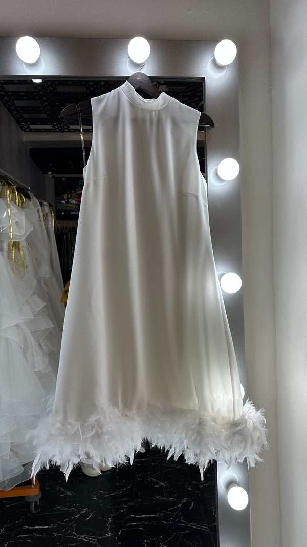 Eliana feathered simple bridal dress