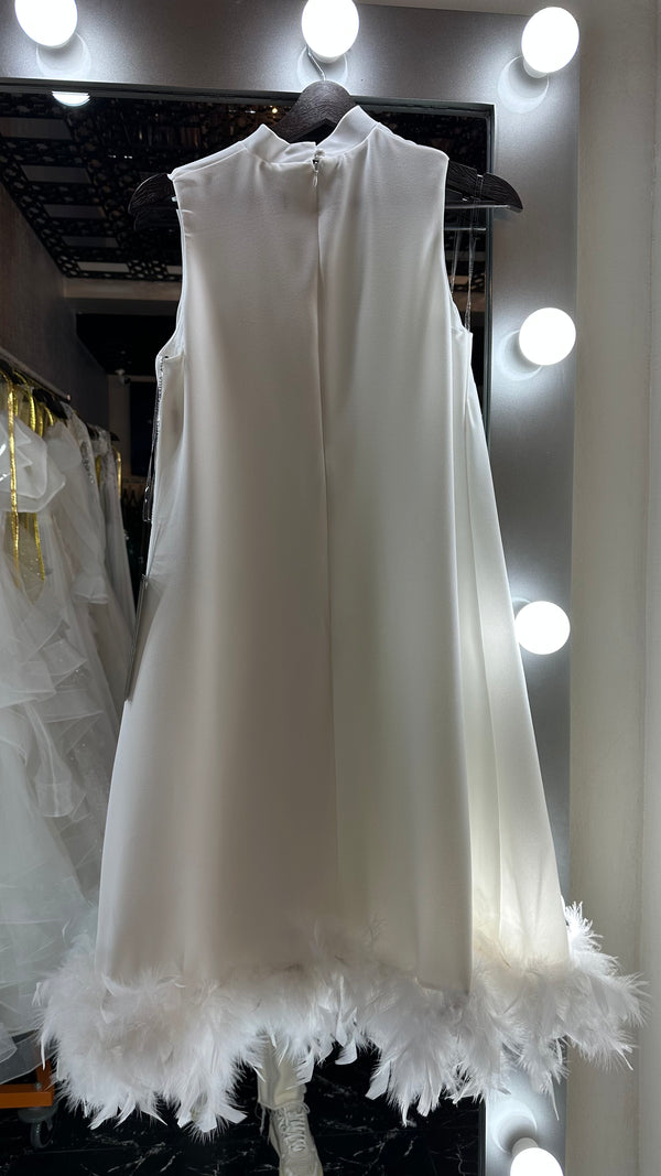 Eliana feathered simple bridal dress