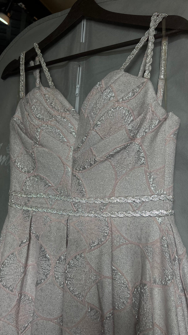 Soft pink brocade dress