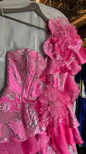 Floral pattern A-line fuscia dress