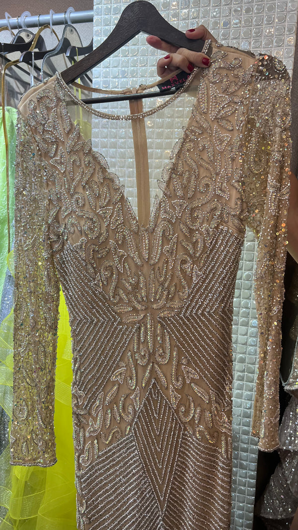 Aminah nude bejeweled dress