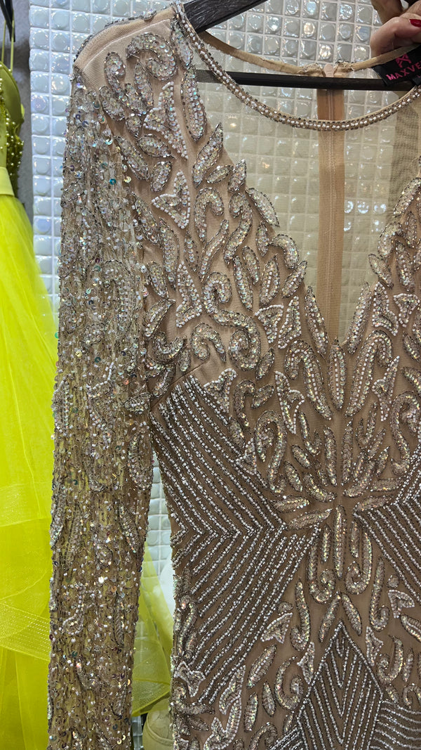 Aminah nude bejeweled dress