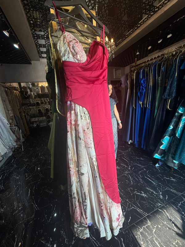 Splashy gold and red dress