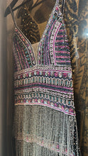 Black, pink neon, multicolor in beads dress