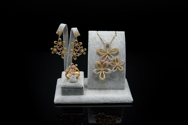 Set de joyería tricolor floral